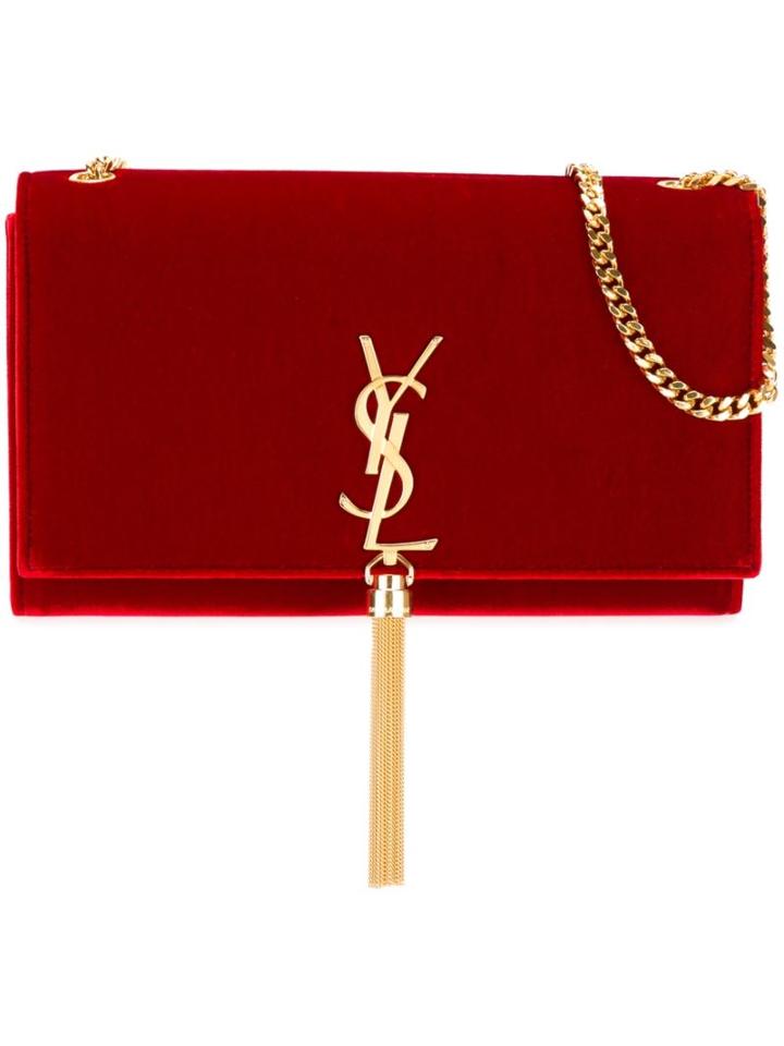 Saint Laurent Velvet 'monogram' Shoulder Bag