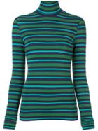 Proenza Schouler Stripe Turtle-neck Fitted Top - Green