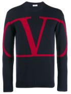 Valentino Signature V Logo Cashmere Jumper - Blue
