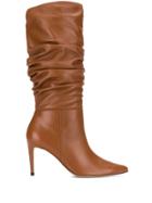 Alexandre Birman Ruched Leather Boots - Brown