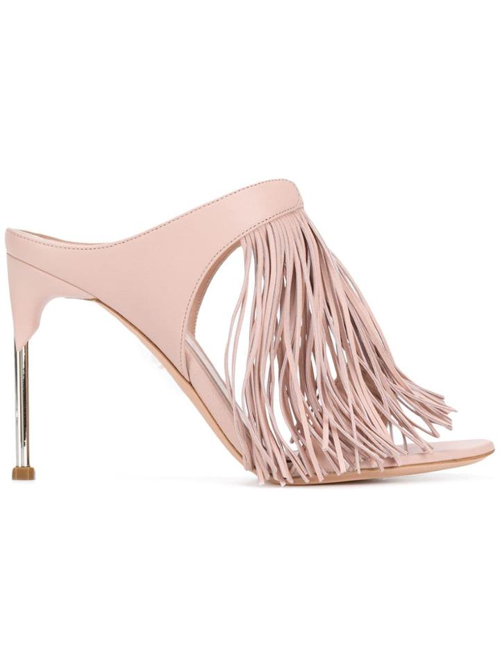 Alexander Mcqueen Fringed Mules - Pink
