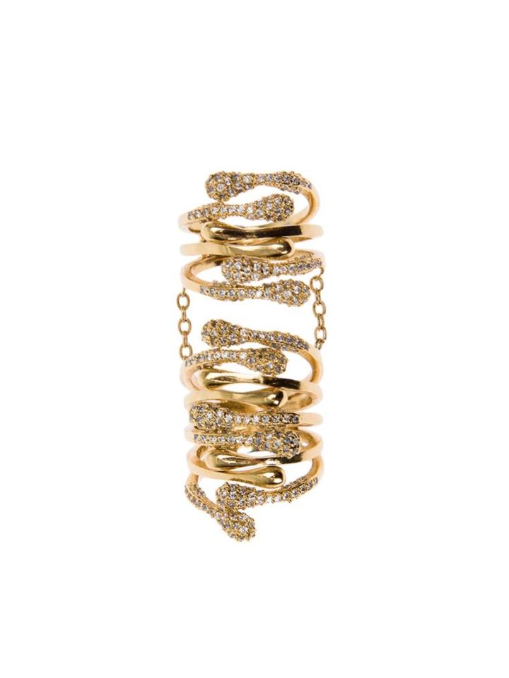 Joanna Laura Constantine Encrusted Long Ring, Women's, Size: 8, Metallic