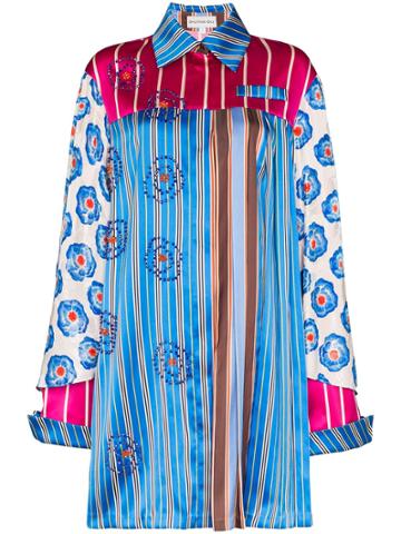 Shuting Qiu Stqiu Strp Shrt Long Slv W Crcl Prnt Blu - Blue