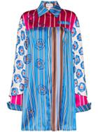 Shuting Qiu Stqiu Strp Shrt Long Slv W Crcl Prnt Blu - Blue
