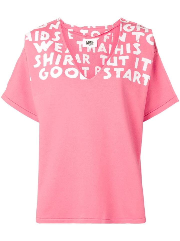 Mm6 Maison Margiela Printed Neck Detail T-shirt - Pink