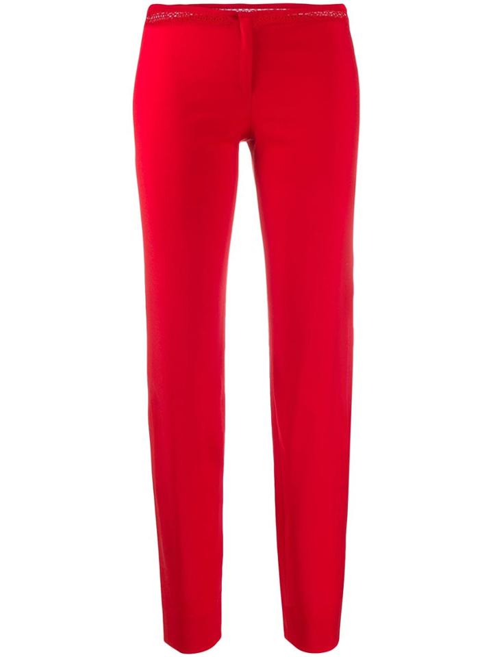 Versace Pre-owned 1990s Crochet Trim Trousers - Red