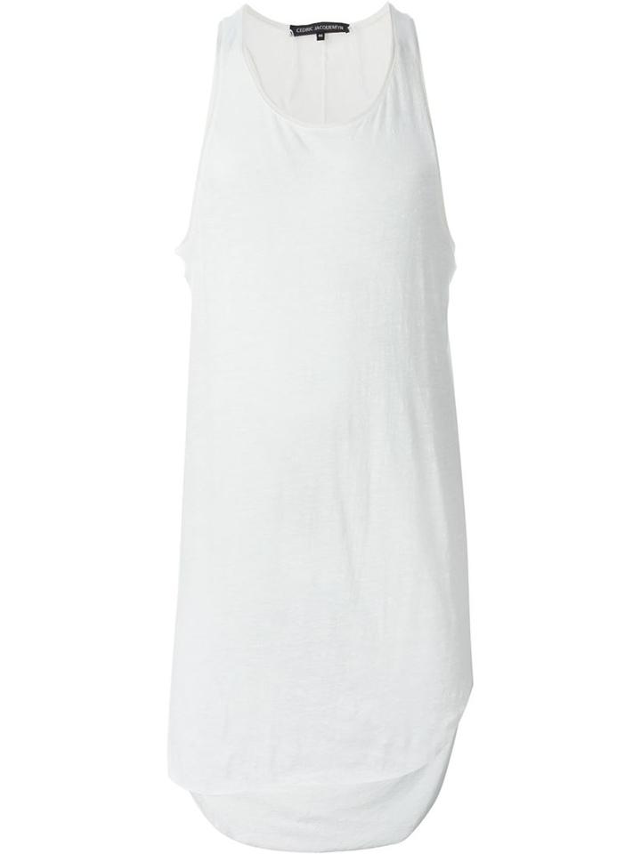 Cedric Jacquemyn Long Line Tank Top, Men's, Size: 46, White, Cotton