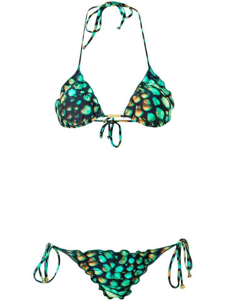 Lygia & Nanny - Printed Triangle Bikini Set - Women - Spandex/elastane/polyimide - 46, Green, Spandex/elastane/polyimide