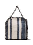 Stella Mccartney Blue And Beige Falabella Mini Linen Tote Bag