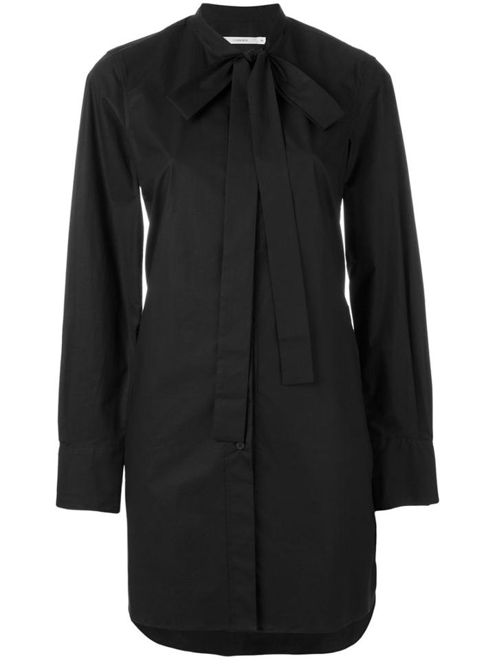 Lareida - Pussybow Long Shirt - Women - Cotton/spandex/elastane - 42, Black, Cotton/spandex/elastane