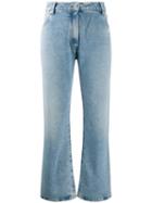 Off-white Cropped Bootcut Jeans - Blue