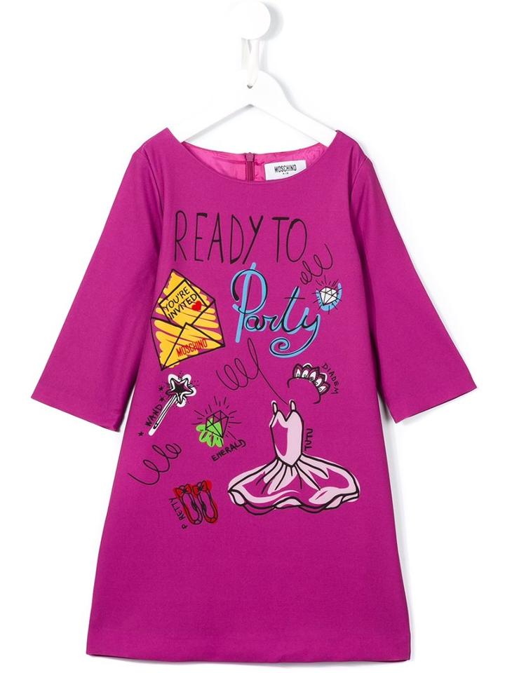 Moschino Kids Party Print A-line Dress, Girl's, Size: 10 Yrs, Pink/purple