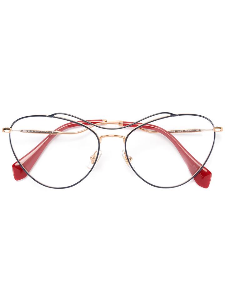 Miu Miu Eyewear - Cat Eye Glasses - Women - Acetate/metal - 56, Grey, Acetate/metal