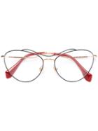 Miu Miu Eyewear - Cat Eye Glasses - Women - Acetate/metal - 56, Grey, Acetate/metal