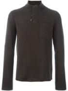 Maison Margiela Buttoned Turtle Neck Jumper, Men's, Size: Medium, Brown, Wool