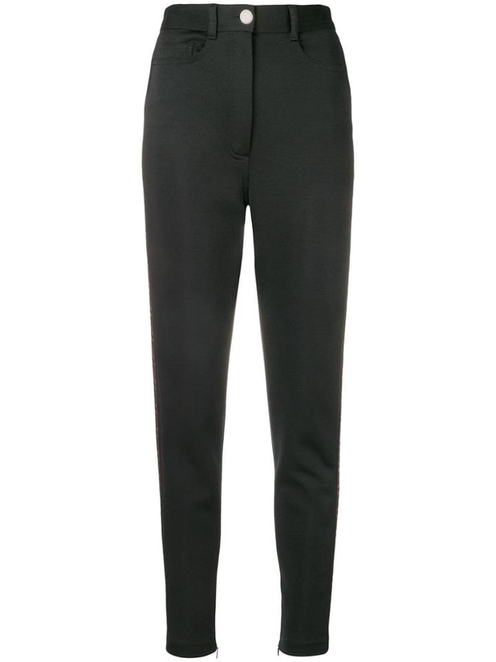 Fendi Side-logo Fitted Trousers - Black