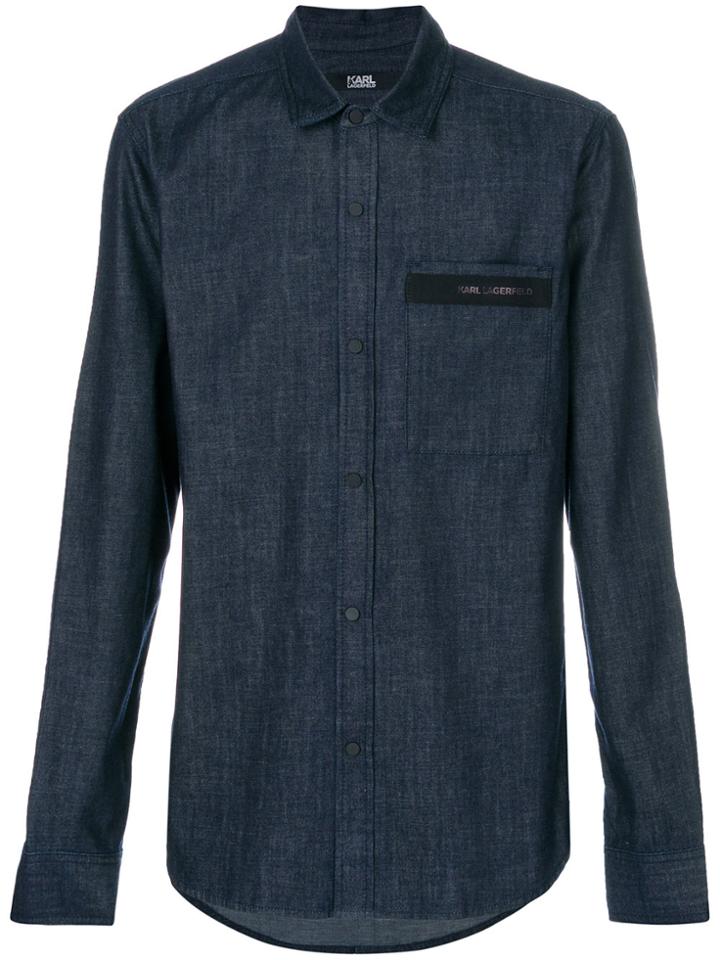 Karl Lagerfeld Logo Detail Denim Shirt - Blue