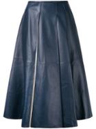 Jil Sander Leather Midi Skirt, Women's, Size: 36, Blue, Lamb Skin
