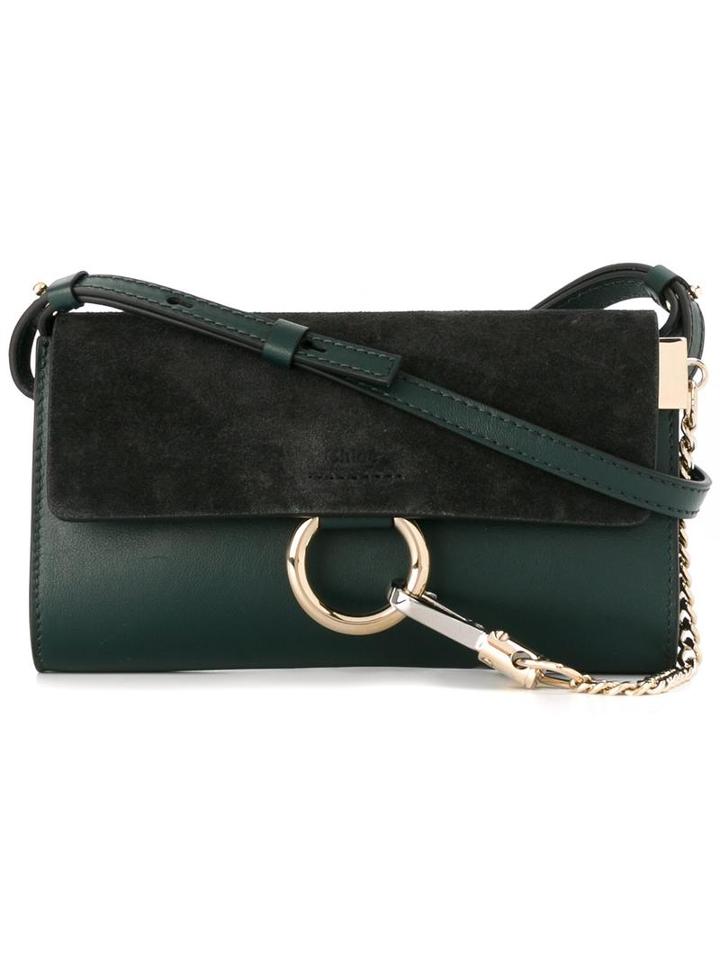 Chloé Nano 'faye' Shoulder Bag, Women's, Green, Cotton/calf Leather/polyester/calf Suede