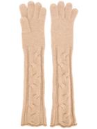 Loro Piana Long Knitted Gloves, Women's, Size: Small, Brown, Cashmere