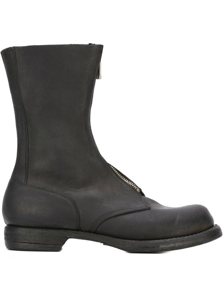Guidi Front Zip Shin-length Boots - Black