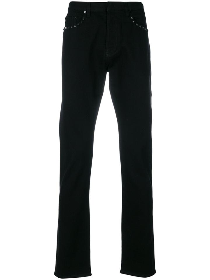 Valentino Slim-fit Rockstud Jeans - Black