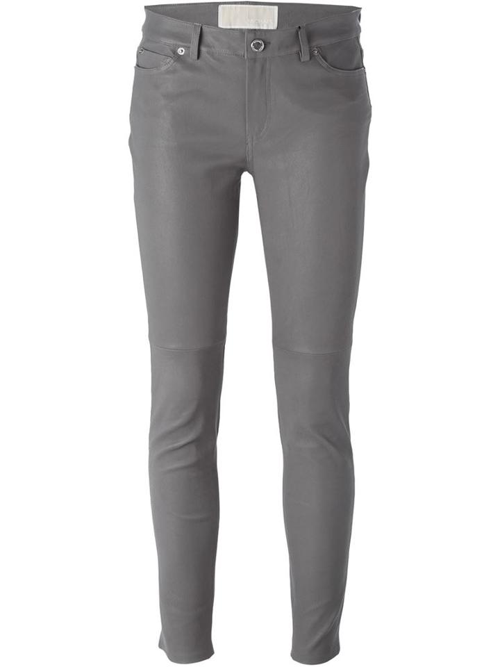 Michael Michael Kors Slim Fit Trousers, Women's, Size: 10, Grey, Calf Leather