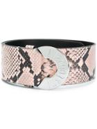 Just Cavalli Snake Effect Leather Belt - Pink & Purple