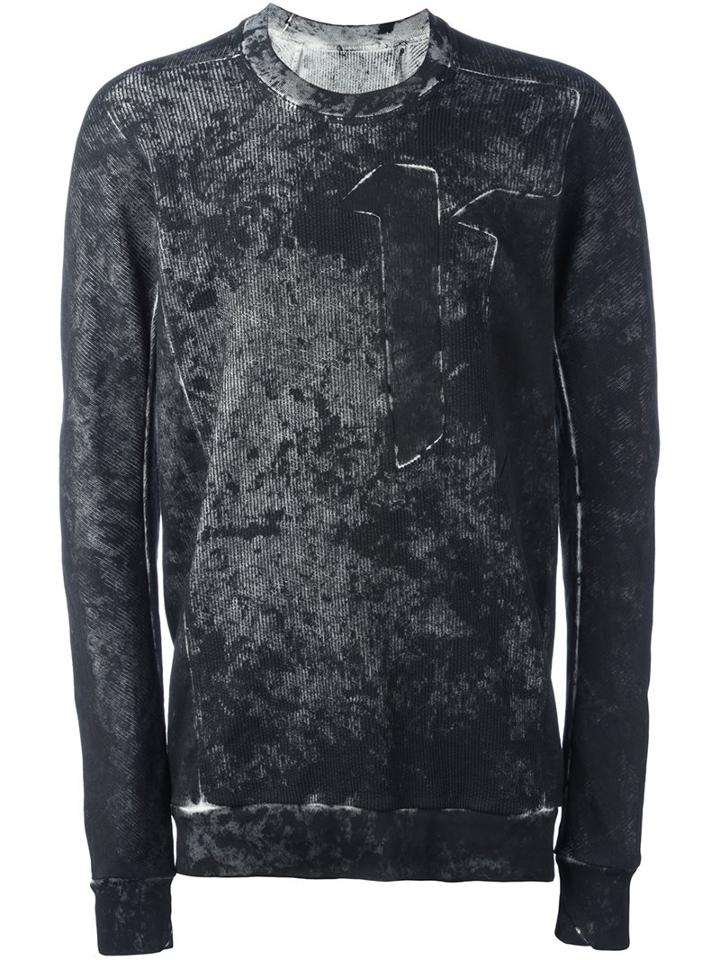 11 By Boris Bidjan Saberi Distressed Effect Sweatshirt, Men's, Size: Medium, Black, Cotton