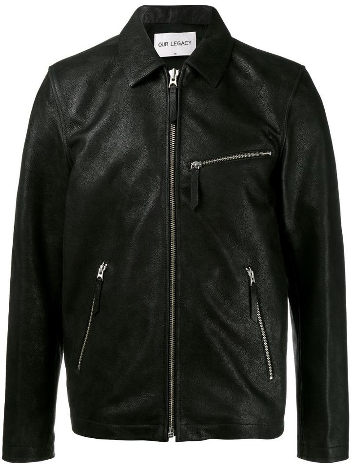 Our Legacy Ton Up Leather Jacket, Men's, Size: 52, Black, Leather/polyester/cotton