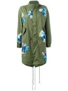 Night Market Floral Patches Military Coat, Women's, Size: Xs, Green, Cotton/nylon