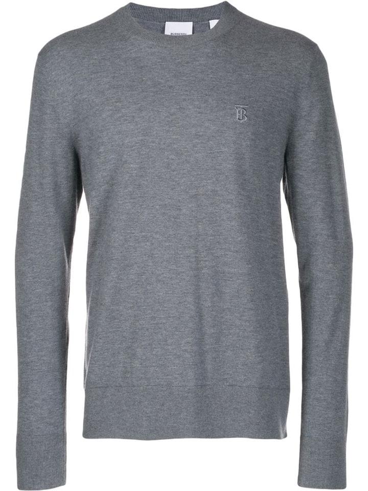Burberry Crew Neck Knitted Jumper - Grey