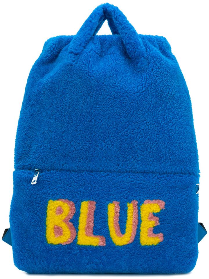 Fendi Blue Slogan Backpack