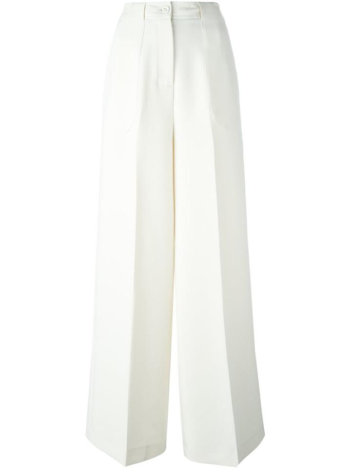 Twin-set Flared Trousers, Women's, Size: Small, White, Polyester/spandex/elastane/viscose