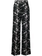Giambattista Valli Floral Embroidered Wide Leg Trousers - Black