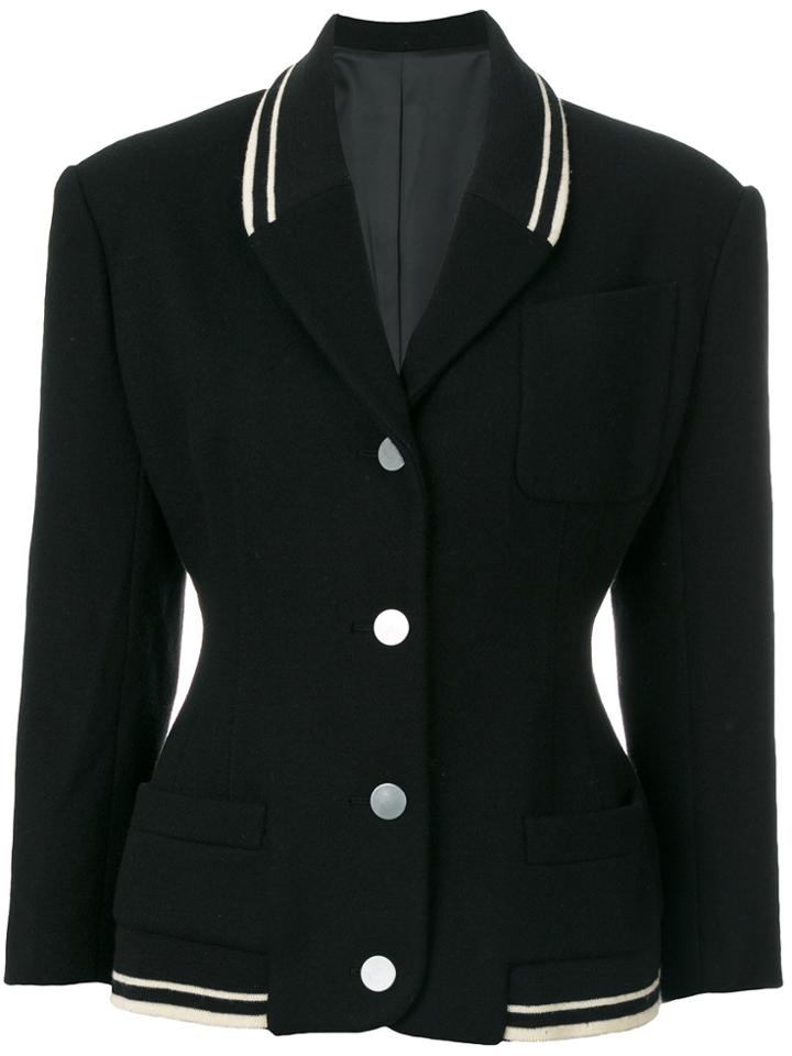 Jean Paul Gaultier Vintage Stripe Trim Fitted Jacket - Black