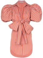 Silvia Tcherassi Primula Striped Puff Sleeve Blouse - Red