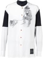Yohji Yamamoto Yohji Print Contrast Shirt, Men's, Size: 2, White, Cotton/viscose