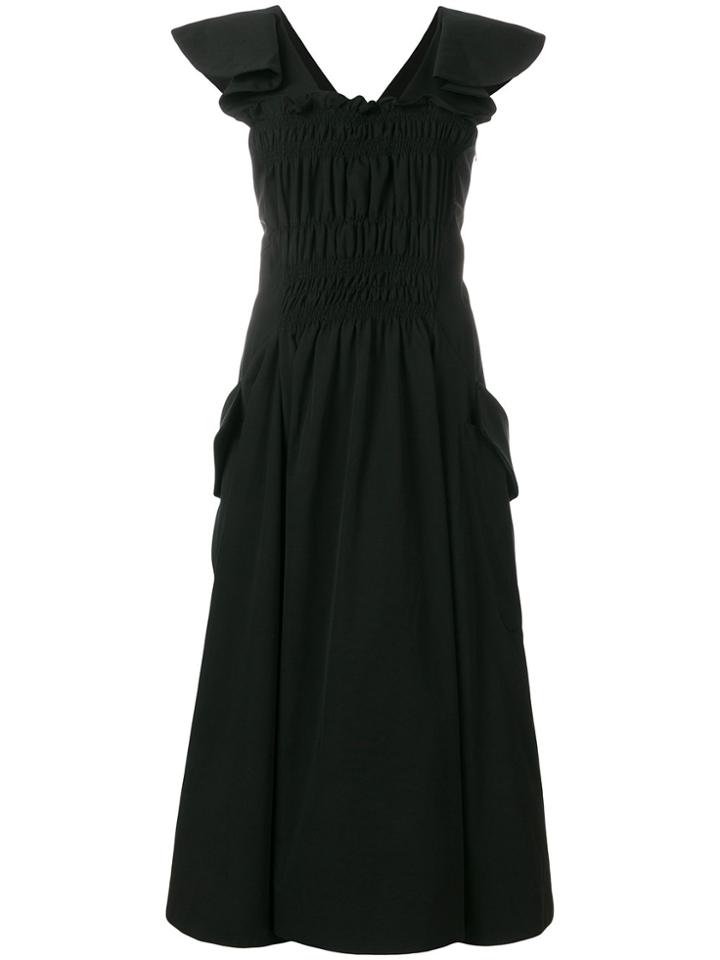 Carven Gathered Front Fit And Flare Dress - Black