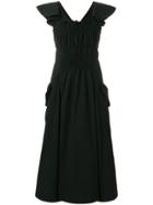 Carven Gathered Front Fit And Flare Dress - Black
