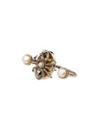 Alexander Mcqueen Spider Pearl Detail Double Ring - Gold
