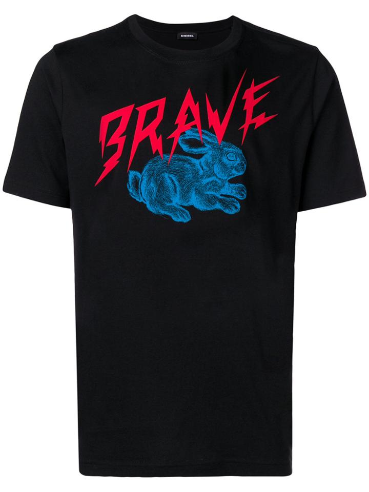 Diesel Brave Bunny Graphic T-shirt - Black