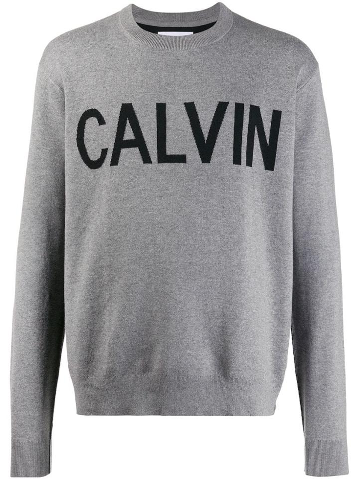 Calvin Klein Jeans Knitted Logo Sweatshirt - Grey