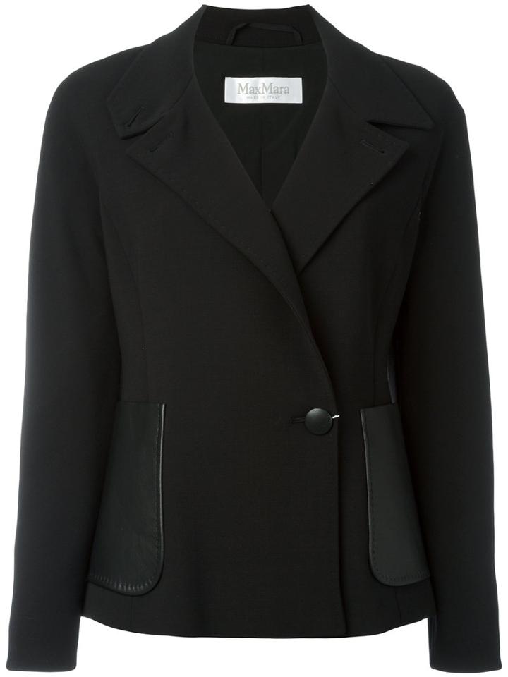 Max Mara Contrast Pocket Blazer, Women's, Size: 40, Black, Virgin Wool/spandex/elastane/acetate