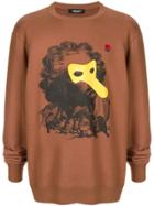 Undercover Mask Print Crewneck Sweatshirt - Brown