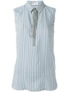 Brunello Cucinelli Striped Classic Collar Tank, Women's, Size: Xxl, Nude/neutrals, Silk/brass