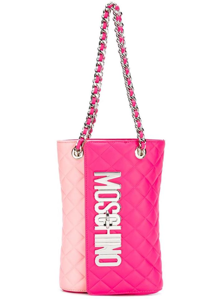 Moschino Two Tone Quilted Tote, Women's, Pink/purple, Leather