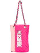 Moschino Two Tone Quilted Tote, Women's, Pink/purple, Leather