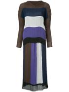 Issey Miyake Vintage Pleated Striped Skirt Suit - Multicolour