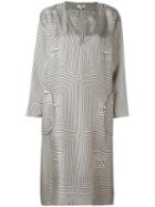 Toteme Long Monogram Print Dress, Women's, Size: Small, Nude/neutrals, Silk